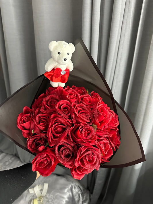 Bouquet roses rouges artificielles